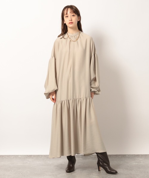 BABYLONE（バビロン）の「BABYLONE / ソフトドビーマキシワンピース【手洗い可】（ワンピース・レディース・ブラック/ベージュ・フリー）」の9枚目の写真