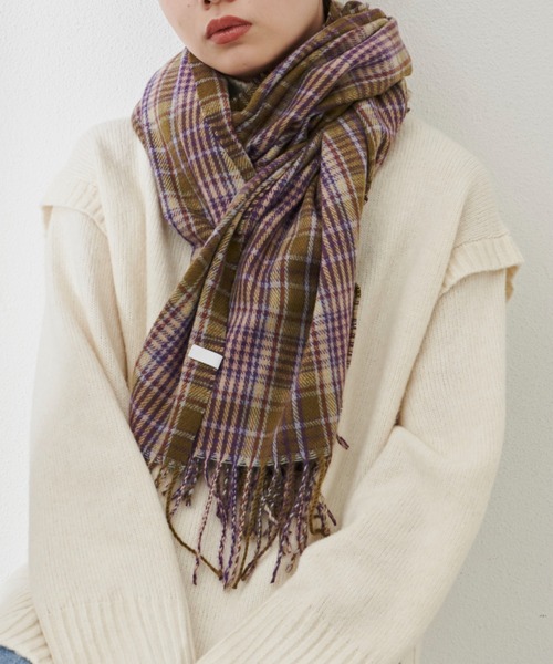 Aunt Marie's（アントマリーズ）の「チェック柄ストール（ストール/ショール・レディース・イエロー/ブラウン/グリーン・FREE）」の3枚目の写真