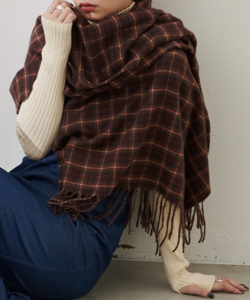 Aunt Marie's（アントマリーズ）の「チェック柄ストール（ストール/ショール・レディース・イエロー/ブラウン/グリーン・FREE）」の12枚目の写真