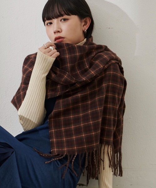 Aunt Marie's（アントマリーズ）の「チェック柄ストール（ストール/ショール・レディース・イエロー/ブラウン/グリーン・FREE）」の9枚目の写真