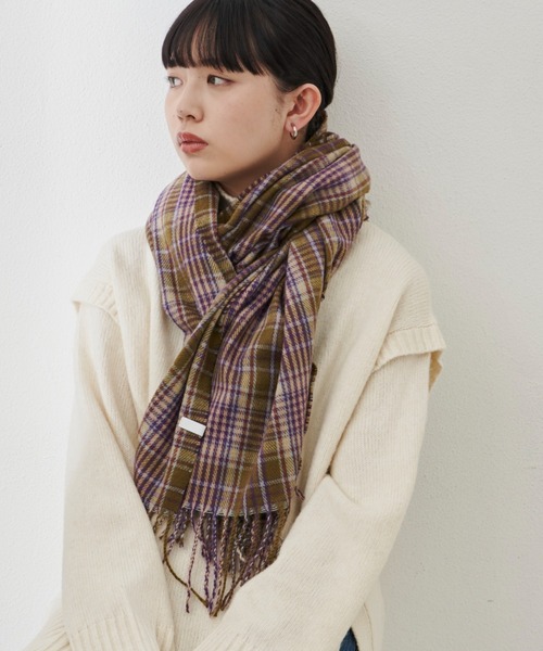Aunt Marie's（アントマリーズ）の「チェック柄ストール（ストール/ショール・レディース・イエロー/ブラウン/グリーン・FREE）」の4枚目の写真