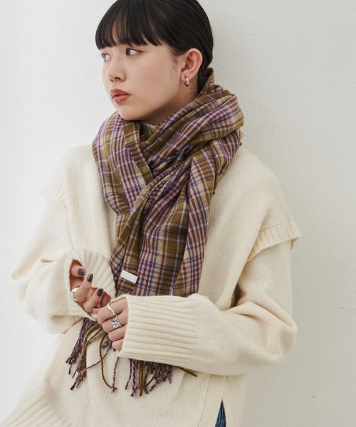 Aunt Marie's（アントマリーズ）の「チェック柄ストール（ストール/ショール・レディース・イエロー/ブラウン/グリーン・FREE）」の5枚目の写真