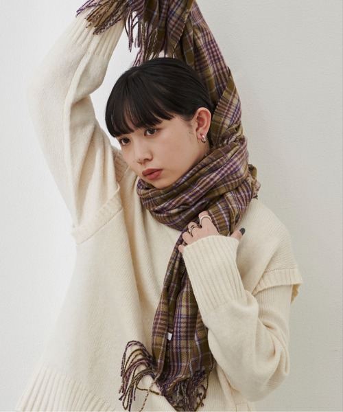 Aunt Marie's（アントマリーズ）の「チェック柄ストール（ストール/ショール・レディース・イエロー/ブラウン/グリーン・FREE）」の6枚目の写真