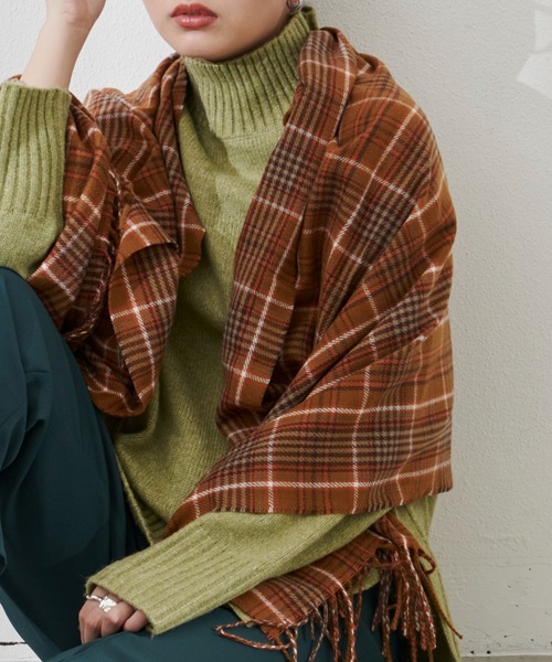 Aunt Marie's（アントマリーズ）の「チェック柄ストール（ストール/ショール・レディース・イエロー/ブラウン/グリーン・FREE）」の13枚目の写真