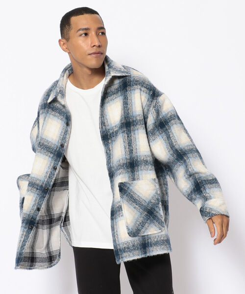 LUSOR(ルーソル)の「LUSOR(ルーソル)BIG CHECK SH ビッグチェックシャツ(シャツ/ブラウス・メンズ・ネイビー/オレンジ/ブラック/グリーン・FREE)」の4枚目の写真