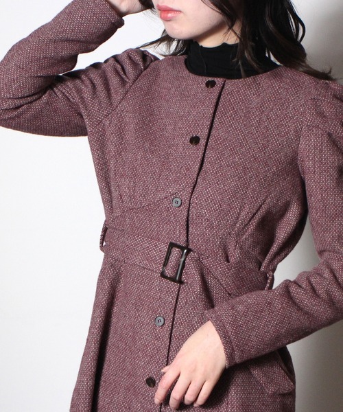 NOMAE（ノーマエ）の「【NOMAE】ツイードフロントボタンワンピース（ワンピース・レディース・ブラック/ライトブラウン/レッド・FREE）」の3枚目の写真