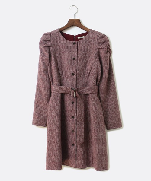 NOMAE（ノーマエ）の「【NOMAE】ツイードフロントボタンワンピース（ワンピース・レディース・ブラック/ライトブラウン/レッド・FREE）」の15枚目の写真
