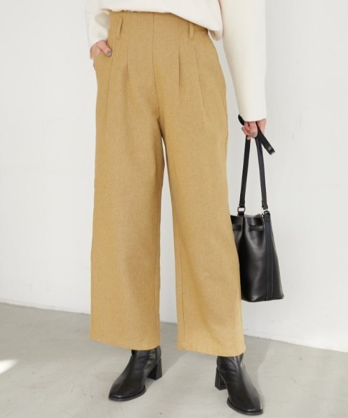 Green　Parks（グリーンパークス）の「洗えるツイードパンツ＊（その他パンツ・レディース・ブラック/イエロー・M/L）」の2枚目の写真