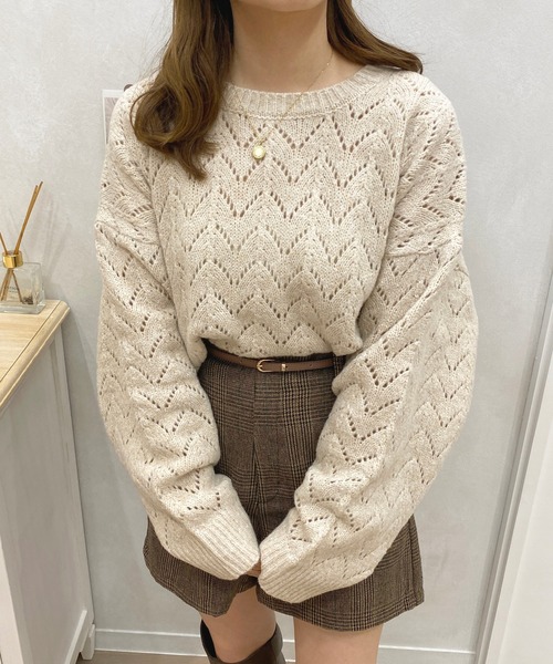 apres jour（アプレジュール）の「透かし編みニット【ZOZOTOWN限定アイテム】（ニット/セーター・レディース・イエロー/アイボリー/ライトベージュ・X-LARGE/フリー）」の18枚目の写真