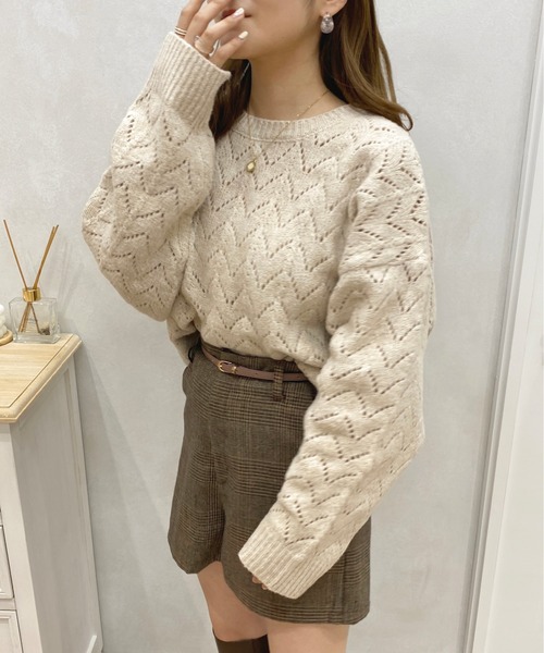 apres jour（アプレジュール）の「透かし編みニット【ZOZOTOWN限定アイテム】（ニット/セーター・レディース・イエロー/アイボリー/ライトベージュ・X-LARGE/フリー）」の8枚目の写真