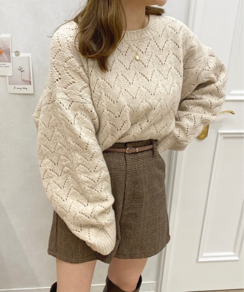 apres jour（アプレジュール）の「透かし編みニット【ZOZOTOWN限定アイテム】（ニット/セーター・レディース・イエロー/アイボリー/ライトベージュ・X-LARGE/フリー）」の11枚目の写真