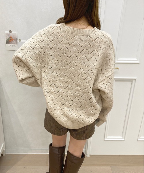 apres jour（アプレジュール）の「透かし編みニット【ZOZOTOWN限定アイテム】（ニット/セーター・レディース・イエロー/アイボリー/ライトベージュ・X-LARGE/フリー）」の22枚目の写真