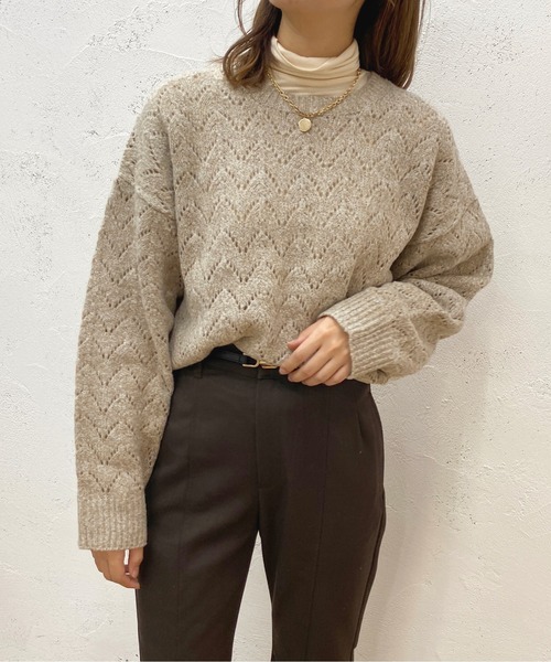 apres jour（アプレジュール）の「透かし編みニット【ZOZOTOWN限定アイテム】（ニット/セーター・レディース・イエロー/アイボリー/ライトベージュ・X-LARGE/フリー）」の5枚目の写真