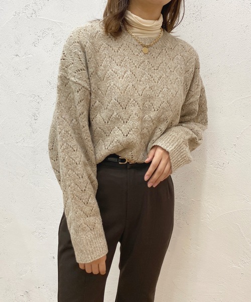 apres jour（アプレジュール）の「透かし編みニット【ZOZOTOWN限定アイテム】（ニット/セーター・レディース・イエロー/アイボリー/ライトベージュ・X-LARGE/フリー）」の9枚目の写真