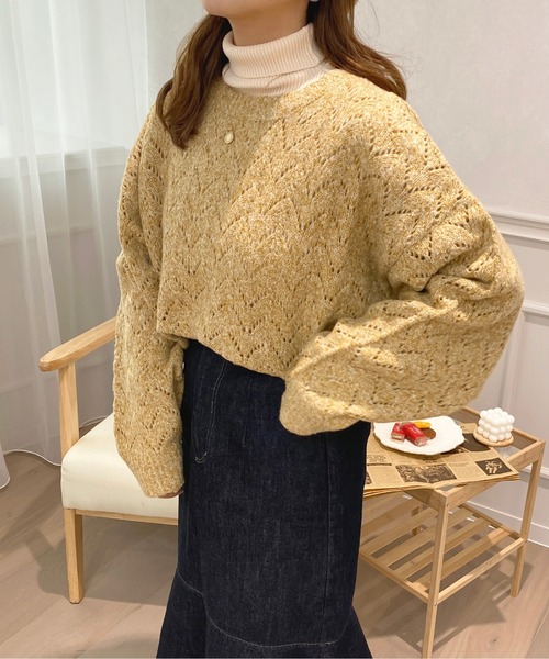 apres jour（アプレジュール）の「透かし編みニット【ZOZOTOWN限定アイテム】（ニット/セーター・レディース・イエロー/アイボリー/ライトベージュ・X-LARGE/フリー）」の13枚目の写真