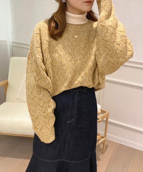 apres jour（アプレジュール）の「透かし編みニット【ZOZOTOWN限定アイテム】（ニット/セーター・レディース・イエロー/アイボリー/ライトベージュ・X-LARGE/フリー）」の10枚目の写真