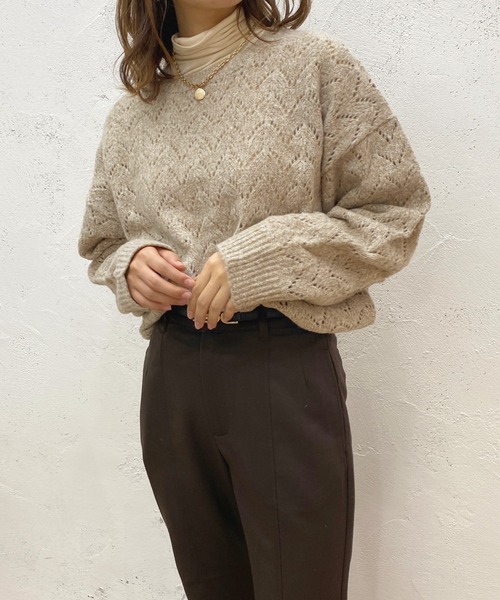 apres jour（アプレジュール）の「透かし編みニット【ZOZOTOWN限定アイテム】（ニット/セーター・レディース・イエロー/アイボリー/ライトベージュ・X-LARGE/フリー）」の12枚目の写真