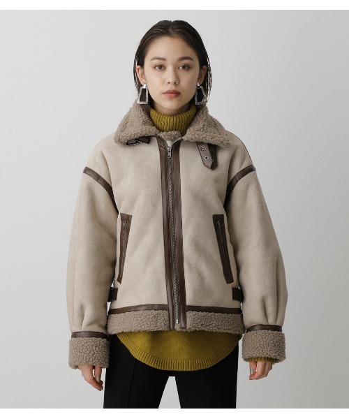 AZUL by moussy（アズールバイマウジー）の「B-3 BOA JACKET/B-3ボアジャケット（ブルゾン・レディース・ブラック/ライトベージュ・MEDIUM/SMALL）」の9枚目の写真