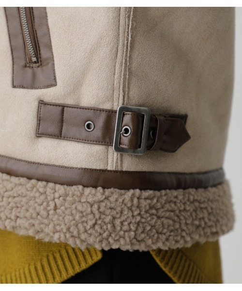 AZUL by moussy（アズールバイマウジー）の「B-3 BOA JACKET/B-3ボアジャケット（ブルゾン・レディース・ブラック/ライトベージュ・MEDIUM/SMALL）」の14枚目の写真