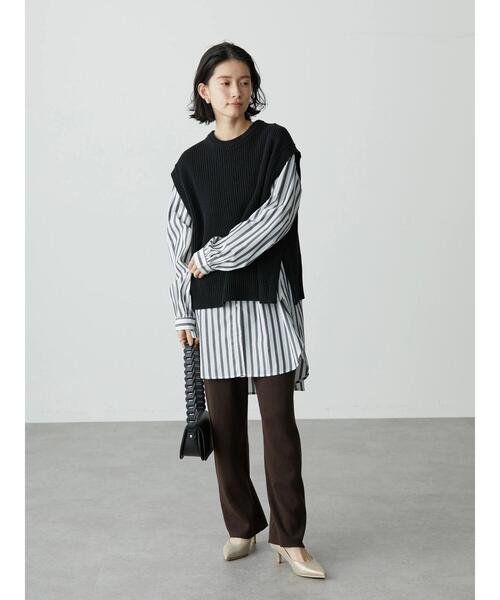 AMERICAN HOLIC(アメリカンホリック)の「SET 裾ラウンドシャツチュニック+ニットベスト(シャツ/ブラウス・レディース・オフホワイト/ストライプ・M/L)」の14枚目の写真