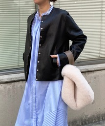 DouDou | ノーカラーレザージャケット(ノーカラージャケット)