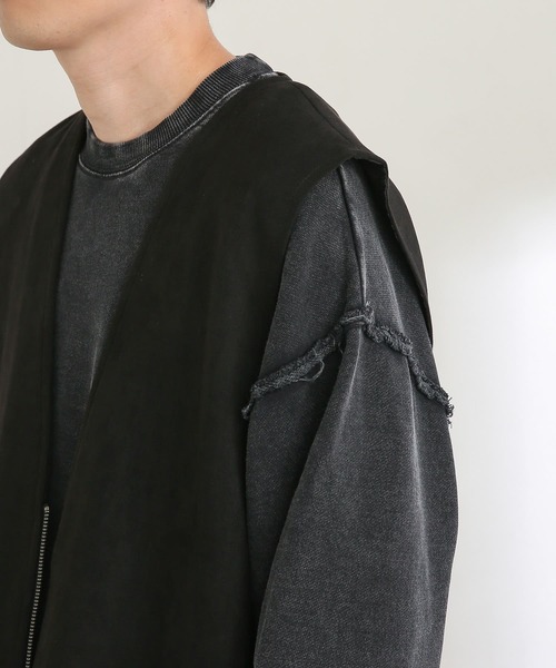 SENSE OF PLACE by URBAN RESEARCH（センスオブプレイスバイアーバンリサーチ）の「エコスエードジップベスト（ベスト・メンズ・ブラック/ベージュ/オレンジ・MEDIUM/LARGE）」の6枚目の写真