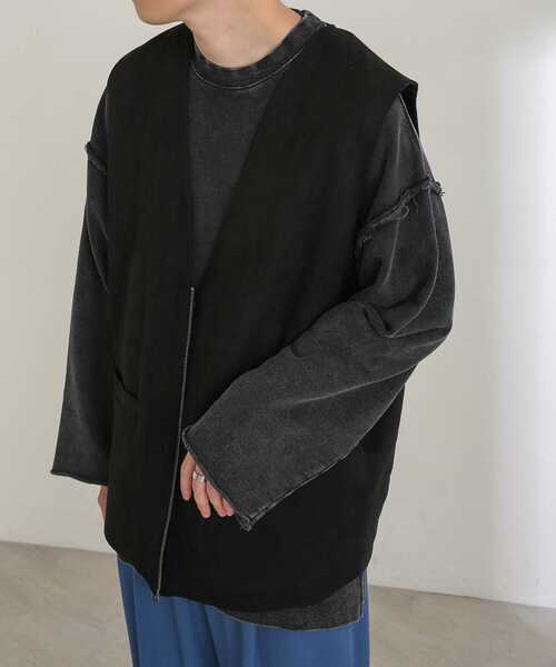 SENSE OF PLACE by URBAN RESEARCH（センスオブプレイスバイアーバンリサーチ）の「エコスエードジップベスト（ベスト・メンズ・ブラック/ベージュ/オレンジ・MEDIUM/LARGE）」の5枚目の写真