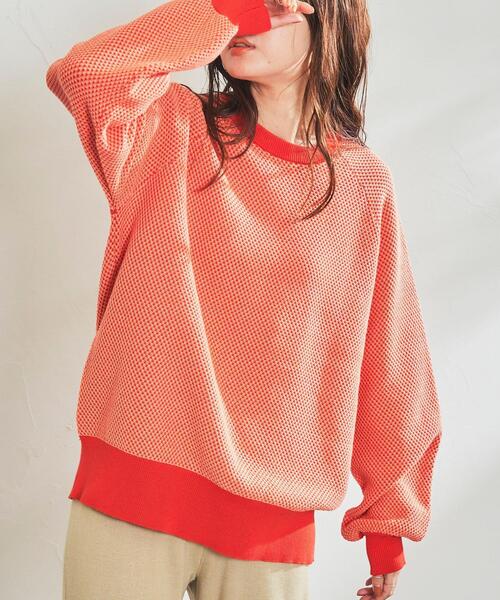 coen（コーエン）の「シャンブレー柄編みニット（ニット/セーター・レディース・ベージュ/グレー/レッド・MEDIUM/LARGE）」の9枚目の写真