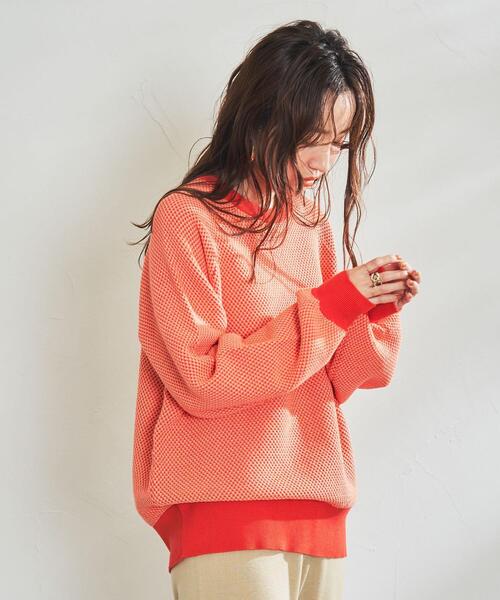 coen（コーエン）の「シャンブレー柄編みニット（ニット/セーター・レディース・ベージュ/グレー/レッド・MEDIUM/LARGE）」の5枚目の写真