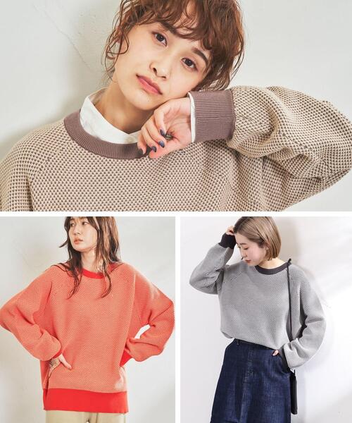 coen（コーエン）の「シャンブレー柄編みニット（ニット/セーター・レディース・ベージュ/グレー/レッド・MEDIUM/LARGE）」の21枚目の写真