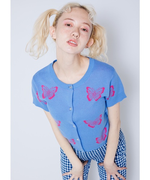 Candy Stripper（キャンディストリッパー）の「BUTTERFLY BABY KNIT カーディガン（カーディガン/ボレロ・レディース・ライトブルー/ブラック/イエロー・2）」の4枚目の写真