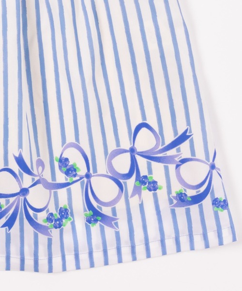 KP（ケーピー）の「ストライプ＆リボンプリントポリエステルシフォンと天竺のドッキングワンピース(100-130cm)（ワンピース・キッズ・ブルー/グリーン・100cm/130cm/110cm/120cm）」の4枚目の写真
