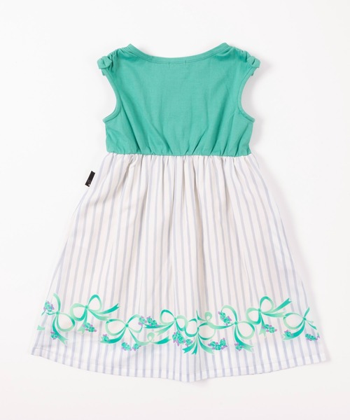 KP（ケーピー）の「ストライプ＆リボンプリントポリエステルシフォンと天竺のドッキングワンピース(100-130cm)（ワンピース・キッズ・ブルー/グリーン・100cm/130cm/110cm/120cm）」の7枚目の写真