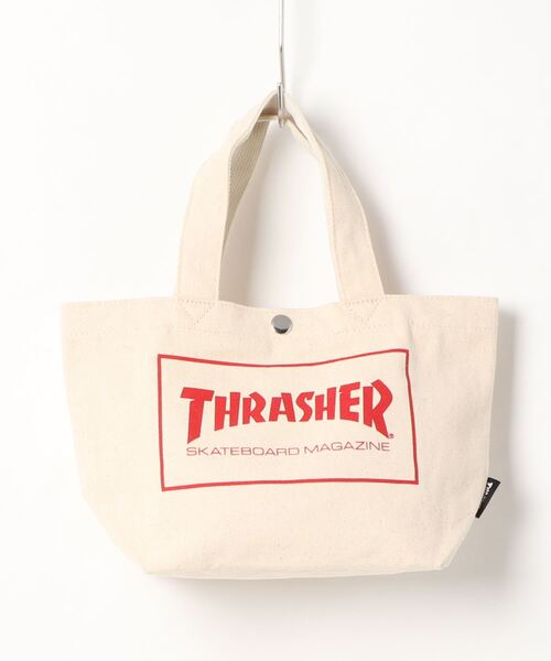 THRASHER（スラッシャー）の「CABVAS MINI TOTE BAG/スラッシャーキャンバストートバッグ（トートバッグ・メンズ・ホワイト×レッド/ホワイト×ブラック/ホワイト系その他・FREE）」の2枚目の写真
