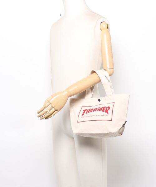 THRASHER（スラッシャー）の「CABVAS MINI TOTE BAG/スラッシャーキャンバストートバッグ（トートバッグ・メンズ・ホワイト×レッド/ホワイト×ブラック/ホワイト系その他・FREE）」の7枚目の写真