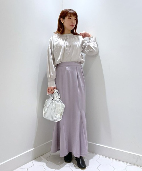 un dix cors(アンディコール)の「スッキリ履ける カットジョーゼットマーメードスカート(スカート・レディース・ブラック/パープル/グレイッシュベージュ/ピンク・FREE)」の8枚目の写真