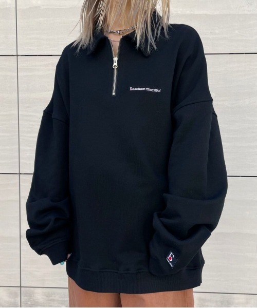 DANKE SCHON（ダンケシェーン）の「DankeSchon/ダンケシェーン/ハーフジップスウェット（スウェット・レディース・ブラック/ブルー/グリーン・FREE）」の2枚目の写真