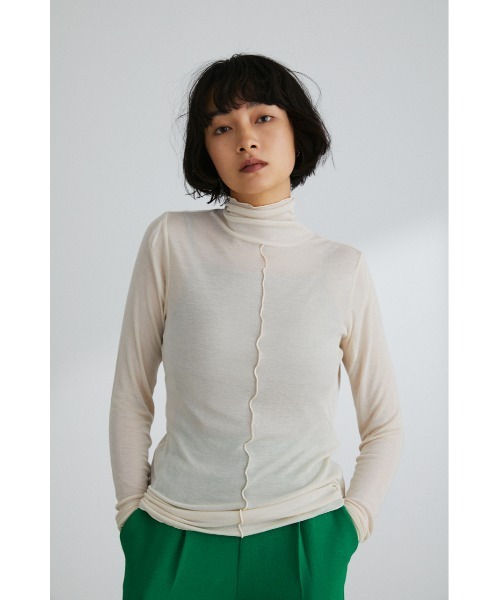 STYLEMIXER(スタイルミキサー)の「シアーハイネックトップ(Tシャツ/カットソー・レディース・ホワイト/ブラック/サックスブルー/オレンジ・FREE)」の5枚目の写真