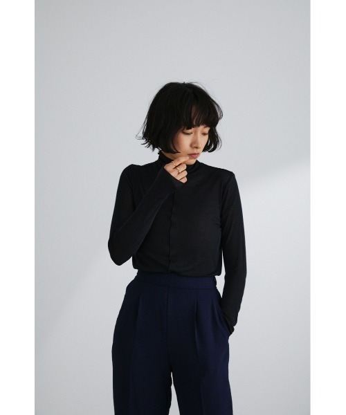 STYLEMIXER(スタイルミキサー)の「シアーハイネックトップ(Tシャツ/カットソー・レディース・ホワイト/ブラック/サックスブルー/オレンジ・FREE)」の11枚目の写真