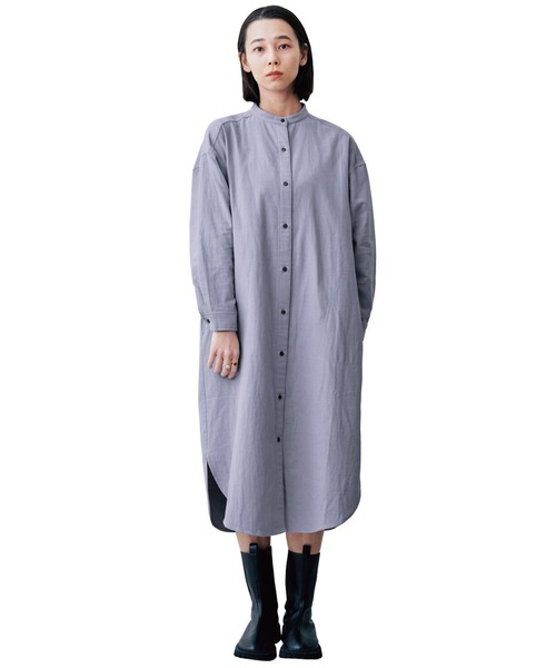 MEDE19F（メデジュウキュウ）の「ＭＥＤＥ１９Ｆ　コットン接結ツイルワンピース（シャツワンピース・レディース・オフホワイト/パープル系その他・MEDIUM/LARGE/X-LARGE/XX-LARGE）」の3枚目の写真