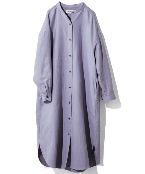 MEDE19F（メデジュウキュウ）の「ＭＥＤＥ１９Ｆ　コットン接結ツイルワンピース（シャツワンピース・レディース・オフホワイト/パープル系その他・MEDIUM/LARGE/X-LARGE/XX-LARGE）」の4枚目の写真