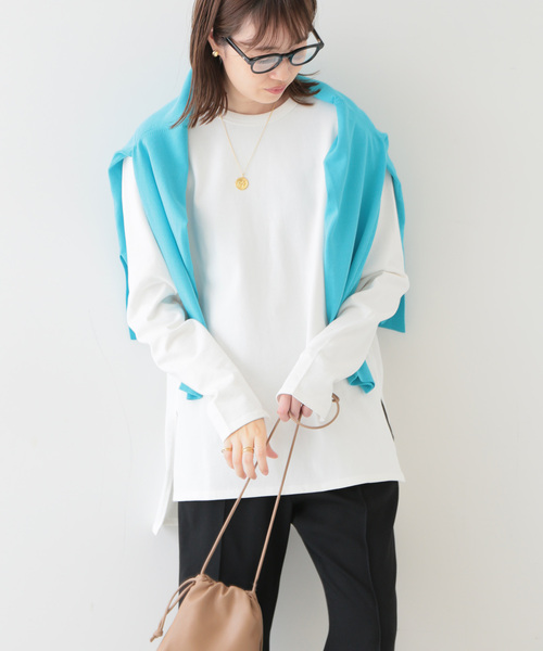 SLOBE IENA（スローブイエナ）の「BD天竺ロングスリーブカットソー◆（Tシャツ/カットソー・レディース・ホワイト/スカイブルー・FREE）」の2枚目の写真