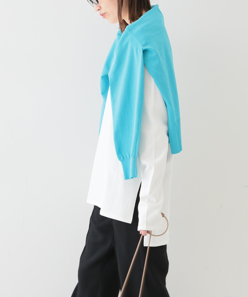 SLOBE IENA（スローブイエナ）の「BD天竺ロングスリーブカットソー◆（Tシャツ/カットソー・レディース・ホワイト/スカイブルー・FREE）」の8枚目の写真