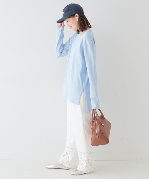SLOBE IENA（スローブイエナ）の「BD天竺ロングスリーブカットソー◆（Tシャツ/カットソー・レディース・ホワイト/スカイブルー・FREE）」の15枚目の写真