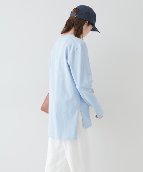 SLOBE IENA（スローブイエナ）の「BD天竺ロングスリーブカットソー◆（Tシャツ/カットソー・レディース・ホワイト/スカイブルー・FREE）」の21枚目の写真