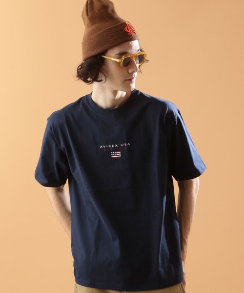 AVIREX(アヴィレックス)の「ブロック ロゴ ショートスリーブ Tシャツ / BLOCK LOGO L/S T-SHIRT / アヴィレックス / AVIREX(Tシャツ/カットソー・メンズ・レッド/ネイビー/ブラック/ホワイト/カーキ/イエロー・X-LARGE/XX-LARGE/LARGE/MEDIUM)」の5枚目の写真