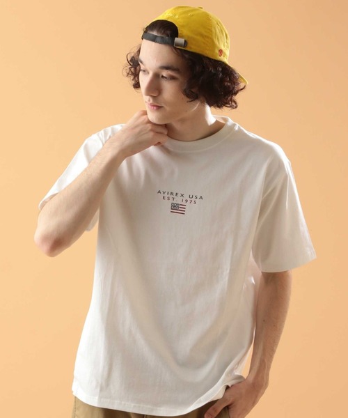 AVIREX(アヴィレックス)の「ブロック ロゴ ショートスリーブ Tシャツ / BLOCK LOGO L/S T-SHIRT / アヴィレックス / AVIREX(Tシャツ/カットソー・メンズ・レッド/ネイビー/ブラック/ホワイト/カーキ/イエロー・X-LARGE/XX-LARGE/LARGE/MEDIUM)」の2枚目の写真