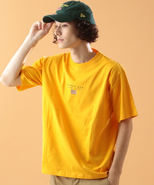 AVIREX(アヴィレックス)の「ブロック ロゴ ショートスリーブ Tシャツ / BLOCK LOGO L/S T-SHIRT / アヴィレックス / AVIREX(Tシャツ/カットソー・メンズ・レッド/ネイビー/ブラック/ホワイト/カーキ/イエロー・X-LARGE/XX-LARGE/LARGE/MEDIUM)」の1枚目の写真
