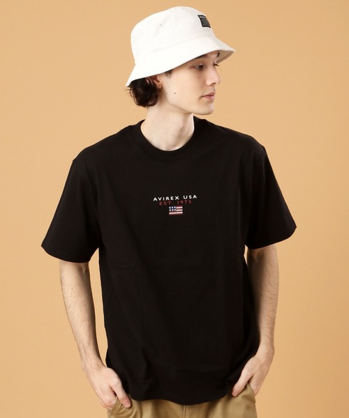 AVIREX(アヴィレックス)の「ブロック ロゴ ショートスリーブ Tシャツ / BLOCK LOGO L/S T-SHIRT / アヴィレックス / AVIREX(Tシャツ/カットソー・メンズ・レッド/ネイビー/ブラック/ホワイト/カーキ/イエロー・X-LARGE/XX-LARGE/LARGE/MEDIUM)」の3枚目の写真