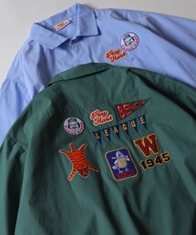 FREAK'S STORE | WEB限定 別注 ビッグシルエット ランダムワッペン刺繍デザイン S/Sワークシャツ(シャツ/ブラウス)